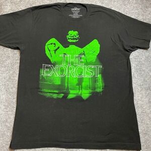 The Exorcist Movie Graphic T-Shirt Mens XL Black Neon Green Pazuzu Father Merrin